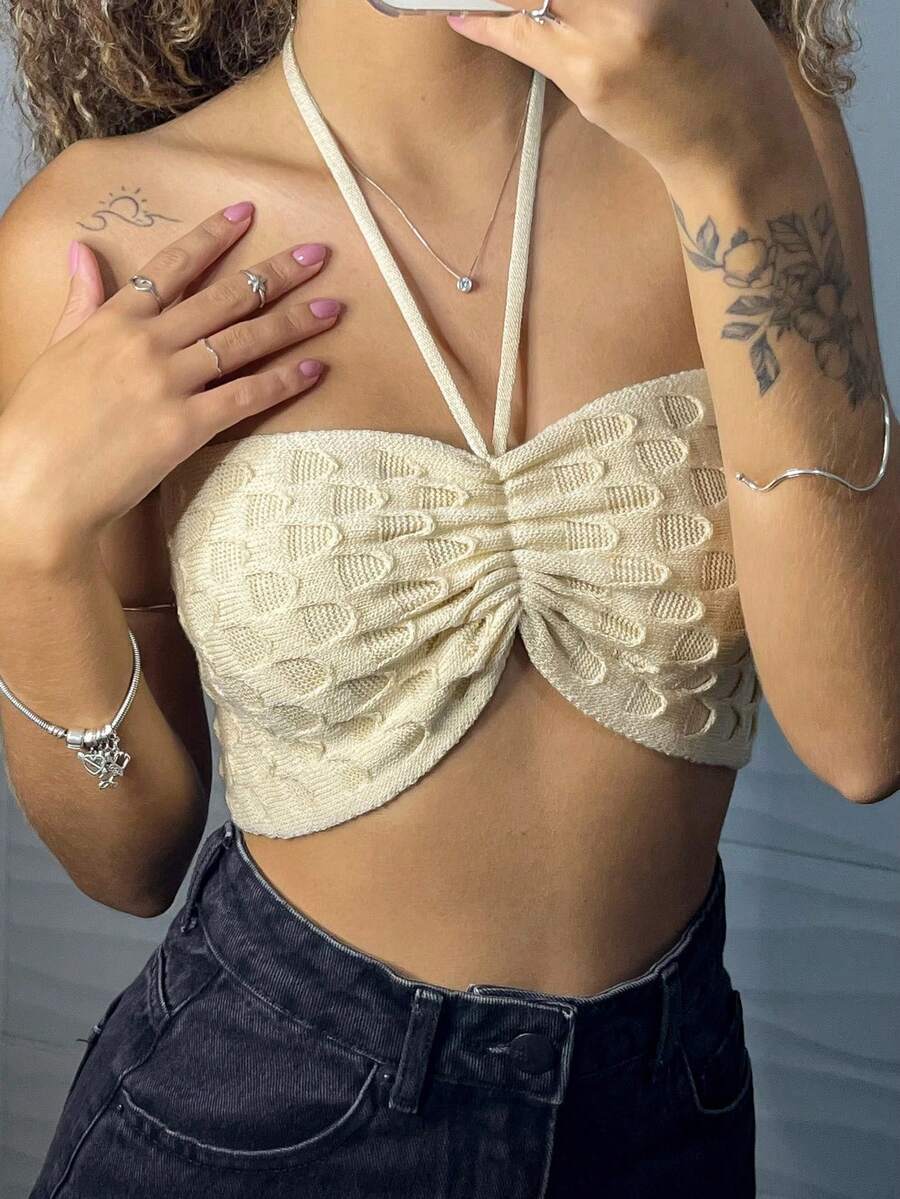 Top Cropped Faixa em Tricot Modal Amarração Multiuso Malha Colméia Verão- Top Rio