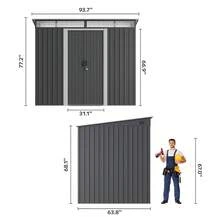 [2 Packages Shipping]8' X 6' Outdoor Storage Shed With Sliding Doors, Versatile Metal Garden Shed With Anchors, Tool Shed With Transparent Panel Windows, Outdoor Storage Shed For Backyard, Patio