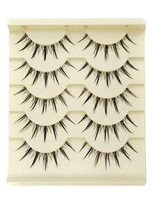 Asiteo 5对卡通风格假睫毛，自然纤长，适合角色扮演，可重复使用，打造自然轻盈的动漫妆容，透明睫毛梗，适合初学者日常使用，也可用于睫毛嫁接。 - 尖尾漫畫款 - 查看 6