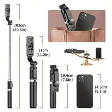 40-Inch Retractable Selfie Stick – Professional Floor Tripod For Live Streaming, With Wireless Remote, 360° Rotation, Stable Anti-Shake Design. Ideal For Travel Vlogs & Outdoor Live Streaming. Compatible With Smartphones Black For Summer Vacation, Travel, Outdoor Activities, Live Streaming Tripod Stand