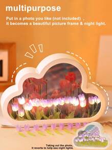 20pcs Tulip Cloud Night Light,(Battery Powered)Floral Ambiance Lamp,Turns On As Night Light, Turns Off As Mirror,Suitable For Valentine's Day Gift/Desktop Decor/Home Decor/Bedroom/Romantic Atmosphere/Birthday Present, A Romantic Fairy Lamp