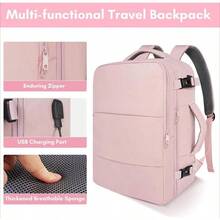 MSBAG Large Travel Backpack For Women Men, Carry On Backpack For Hiking Outdoor Business, Weekender Trips Sports Travel Essentials, TSA-Approved Rucksack Casual With USB Charging Port & Shoe Pouch Laptop Compartment. - 粉色 - 查看 6