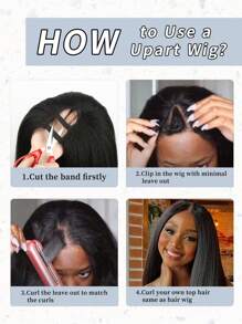 14inch/24inch U Part Synthetic Fiber Hair Wigs For Women Glueless Upgrade U Part Wigs Natural Color Straight Hair Wigs Beginner Friendly None Lace Front Wigs For Women Christmas New Year Carnival Music Festival Use