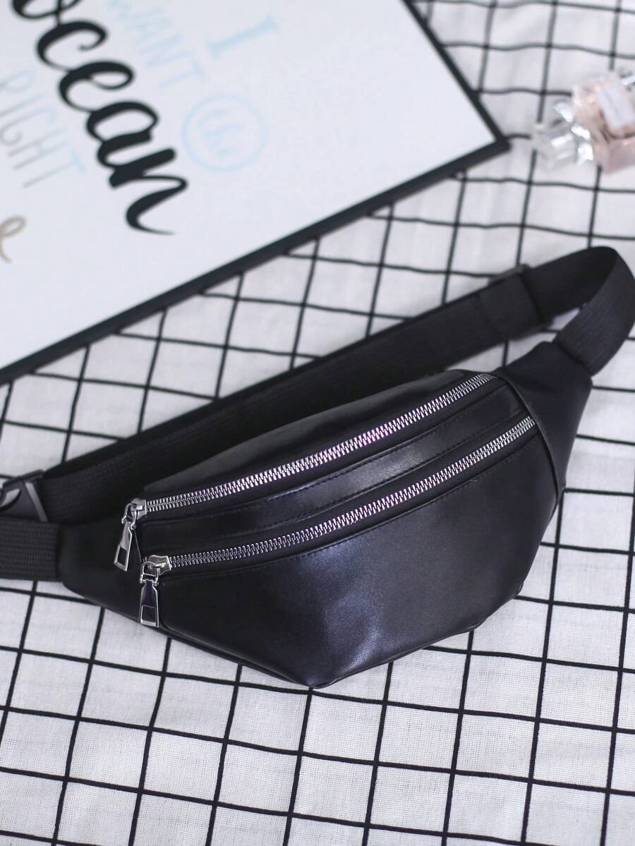 Women PU Leather Fanny Pack Retro Waist Bag Casual Hip Packs For Women Crossbody Cross Multi-Function Outdoor Leg Phone Pouch Waist Pack PU Leather Bag Waist Belt Bag Men Fashion Luxury Small Shoulder Bags - Black - View 1