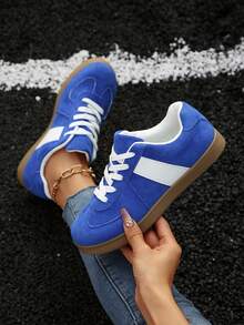 Women's Luxury Comfortable Soft Breathable Versatile Retro Outdoor Running Vacation Casual Wedge Heel Platform Sneakers, Spring/Summer/Autumn - Blue - View 1