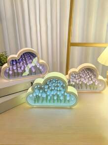 20pcs Tulip Cloud Night Light,(Battery Powered)Floral Ambiance Lamp,Turns On As Night Light, Turns Off As Mirror,Suitable For Valentine's Day Gift/Desktop Decor/Home Decor/Bedroom/Romantic Atmosphere/Birthday Present, A Romantic Fairy Lamp
