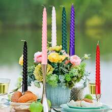 4pcs Modern Minimalist Spiral Taper Candles, 20cm High, Multiple Colors Available, Unscented, Suitable For Holiday Parties And Home Decor Gift Box, Create Festive Atmosphere, Applicable For Weddings, Thanksgiving, Halloween, Easter And Other Holidays, Also Can Be Used As Tabletop Decor, Birthday Parties, Romantic Candles, Unisex Gifts, Outdoor Picnics, Emergency Lighting Candles. - Multicolor - View 10