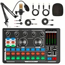 Professional Audio Mixer Kit - Live Sound Card Audio Mixer With DJ Mixing Effects, Voice Changer And Sound Effects, Perfect For Podcast Audio Interface, Karaoke, Live Streaming, Recording And Gaming - 黑色 - 查看 13