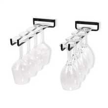 1 pieza Soporte para copas de vino de hierro ahorra espacio - Fácil instalación, almacenamiento debajo del gabinete para la cocina y la barra, organizador resistente para copas