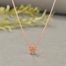 925 Sterling Silver Star Pendant Necklace, Minimalist & Delicate, Fresh & Versatile, Suitable For Casual, Date, Party And More Occasions - Rose Gold - View 2