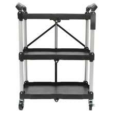 SENDERPICK Foldable Rolling Service Cart 3-Tier Service Carts With Wheels Kitchen Storage Cart - Black - View 7