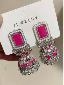 1 Pair Style Retro Square Bell Tassel Elegant Women's Earrings, Suitable For Daily Accessories - Antique Silver - View 10