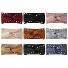 1 Stück/3 Stück zufälliges 3-Farben Stirnband mit breitem Strass-Besatz - sportlich, Yoga, schweißableitend, modisch-lässiges Stirnband, Mode-Haaraccessoires, klassische Haarbänder