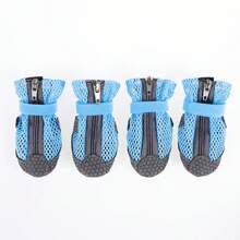 Set de 4 zapatos para perro, botas de nieve para perro y protectores de patas, para suelo caliente de verano, anti-suciedad, senderismo al aire libre, piso duro antideslizante en interiores, adecuado para suelo caliente de invierno, días lluviosos con suelas antideslizantes