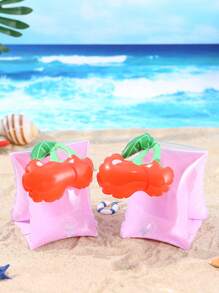 1 Pair Cute Cartoon Cherry & Strawberry Swimming Arm Floats, Increased Buoyancy For Outdoor Beach Travel, Pool, Swimming Learning Essential