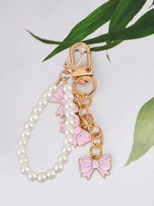 Elegant Bow Pendant With Pearl Pendant, Keychain Accessories Cute Keychain, Girls Wallet Bag Accessories, Perfect For Phone Cases, Cameras, Bags And Keychains,Going Out Clothing Accessories, Party Accessories, Gifts, Souvenirs,Gifts For Friends, Family, Girlfriends,Mother's Day Gift