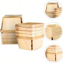 2pcs/5pcs, Wooden Gift Basket, Wooden Basket Square Wooden Gift Box, Wooden Berry Basket For Picking Fruits Or Arts, Crafts And Decorations, Christmas Wedding Birthday Party Picking Fruit Gift Box, Packaging Box, Candy Box, Chocolate Packaging Boxes, Party Favors, Birthday Decorations, Wedding Decorations, Party Supplies,School Supplies
