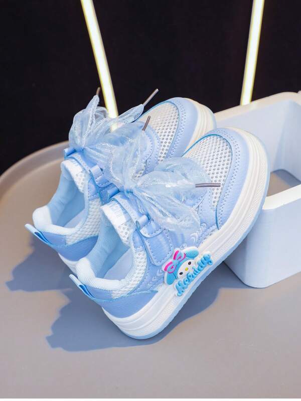 1 Pair Girls Hollow Breathable Sport Sneakers, Cartoon Princess Casual Mesh Shoes For Children, Summer