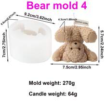 3D Cute Bear Silicone Candle Mold DIY Seated Bear Animal Handmade Candle Mold Soap Gypsum Epoxy Handicraft Making Supplies Creative Gifts Home Decoration Holiday Gifts Candle Making Lovers
