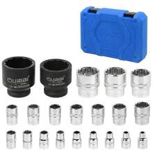 21-Piece Plum Blossom Twelve-Point Socket Set Wrench Nut Set 8-32mm With Box 1/2 Inch Multi-Tooth Socket Set CR-V Steel Auto Parts Furniture Repair Tool Set - Silver - View 3