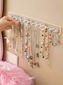 1 Stück Schmuckständer für Halsketten, Armbänder, Ohrringe und Ringe, transparenter wandmontierter Ausstellungsständer für den Schminktisch, Spiegelschrank, multifunktionaler Schmuckaufhänger, kann auch in Schuldorms für Schulartikel verwendet werden