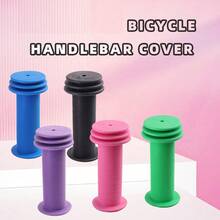 1 Pair Colorful Rubber Bike Handlebar Grips, Anti-Slip & Wear-Resistant Bicycle Handlebar Cover, Tricycle Scooter Riding Accessories - Multicolor - View 1