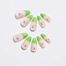 24pcs Personalized Wearable Nail Art, Mother's Day Mysterious Gift, Short/Medium Almond, Medium Coffin, Classic French Nail Supplies Nails - Purple - View 4