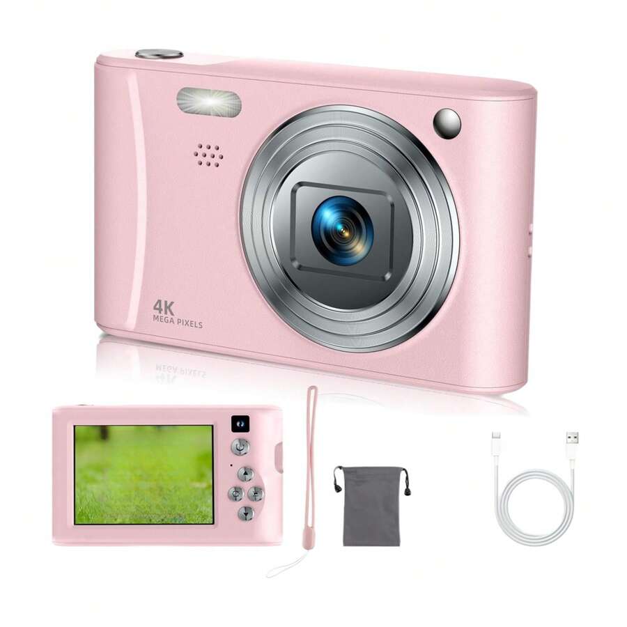 数码相机，2025 年升级版 1080P 44MP 儿童数码相机，8 倍变焦数码傻瓜相机，32GB SD 卡，带时间戳，适合男孩女孩青少年的紧凑型小型旅行相机 - 白色 - 查看 1