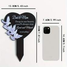 Heartfelt Acrylic Memorial Tombstone For Parents Weatherproof Outdoor Cemetery Marker With Angelic Doves Design, Ideal For Mourning Garden & Easter Decor