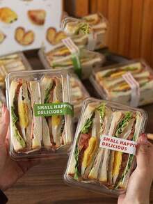Kraft Paper Sandwich Packaging Box, Takeout Lunch Box For Sandwich, No Sticker - Transparent - View 5