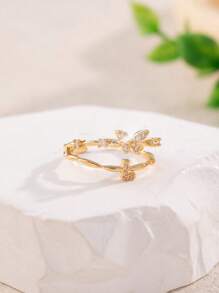1buc auriu, elegant, lux, la modă, personalizat, cu 26 de litere, design fluture, inel de femeie, ca cadou pentru prieteni, surori, mame, soții, iubite pentru vacanță, ziua de naștere, aniversare, Crăciun