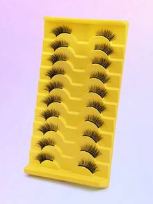 10 对迷人猫眼睫毛 | 超轻裸色仿貂皮混合长度卷翘 | 可重复使用快速提升造型珍贵 | 中等密度黑色带，适合日常/度假/白天到夜晚 - 眼尾拉長款 - 查看 7