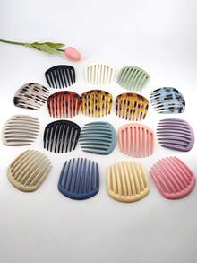 1/6 件豹纹优雅 ABS 塑料发夹适合日常佩戴发梳，侧梳，学校用品