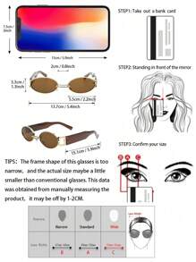 1PC Vintage Classic Metal Oval Women Fashion Glasses For Holiday Gift Summer Beach Party Outdoor Travel Street Snap Accessories For Summer Beach Vacation,Outdoor,Travel