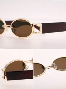 1PC Vintage Classic Metal Oval Women Fashion Glasses For Holiday Gift Summer Beach Party Outdoor Travel Street Snap Accessories For Summer Beach Vacation,Outdoor,Travel