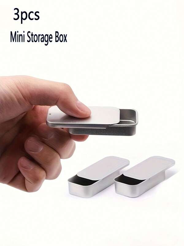 3/1pc Small Tin Box With Push-Pull Sliding Cover, Exquisite Small Tin Box For Ointment And Medicine, Portable Mini Storage Box, Mini Candy Tin Can, Tinplate Container Box, Suitable For Boys And Girls, Suitable For Gift Boxes For Small Accessories