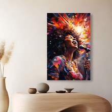 Framed Canvas Beautiful Black POSTER Woman Singer Canvas Print, Eth/Nic Singer Painting, Jazz Club Wall Decor, Jazz Wall Art, Music Poster, & Ready To Hang For Home, Office, Living Room, Cafe, Dorm, Christmas, Thanksgiving, New Year, Valentine'S Day  Kitchen, Coffee Corner, Bedroom, Bathroom, Classroom, Fall, Spring, Indoor, Outdoor Decor - Framed - View 5