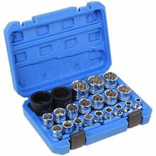 21-Piece Plum Blossom Twelve-Point Socket Set Wrench Nut Set 8-32mm With Box 1/2 Inch Multi-Tooth Socket Set CR-V Steel Auto Parts Furniture Repair Tool Set - Silver - View 4