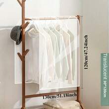 1Pc Translucent Garment Rack Cover Clothes Rack Cover Adult Kids Clothes Protector Waterproof Dustproof Clothes Closet Storage Organizer With Top Strap Design - White - View 14