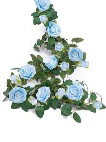 1/3 Piezas de enredaderas de rosas rosadas con una corona de rosas y hojas verdes. Estas flores artificiales son perfectas para decorar mesas de comedor y son adecuadas para bodas, fiestas, hoteles, restaurantes, graduaciones y decoración del hogar.