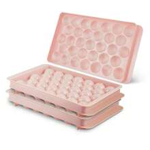 Molde de cubitos de hielo redondos con tapa, molde para hacer bolas de hielo para congelador con recipiente mini circular, kit para hacer cubitos de hielo, 33 piezas para enfriar cócteles, whisky, té, café