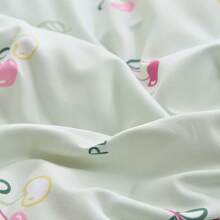 Juego de ropa de cama con estampado de cerezas de la serie Campus con borlas bordadas (1 * Funda nórdica + 2 * Fundas de almohada, sin relleno), juego de ropa de cama suave y cómoda con impresión digital adecuado para dormitorio, habitación de invitados, hotel, dormitorio, tamaño king, queen, twin