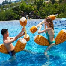 2pcs/4pcs Durable PVC Inflatable Water Raft Set (Adult Size) - Wood Grain Design, Quick Inflation, Suitable For Pool Parties, Beach Leisure, Lakeside Activities, Team Water Sports And Summer Fun Accessories