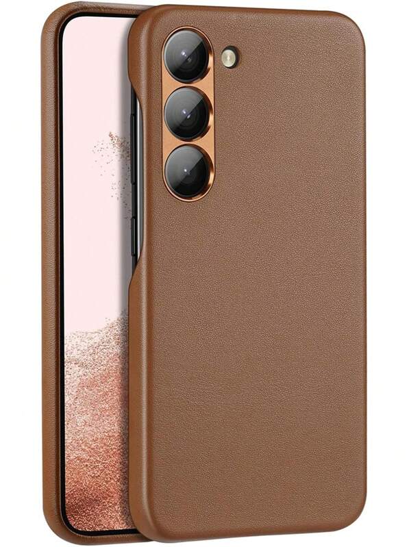 Galaxy S23 Case - Wireless Charging Compatible Galaxy S23 Case Simple Smartphone Case Thin Shockproof Slim Lens Protection Ultra-Thin Ultra-Lightweight Fingerprint Prevention Scratch Prevention Protective Case (Galaxy S23, Brown)