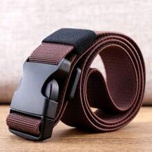 KUDYP Plus Size Thick & Long Casual Elastic Canvas Belt, Durable & Stretchy, Plastic Buckle, Suitable For Casual, Street, Spring/Summer/Autumn/Winter, Available In 3.0cm Narrow And 3.8cm Wide Versions, Unisex For Students, Military Training, Outdoor, Hiking