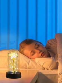 1 Stück buntes Rosenblumen-Nachtlicht für die Heimdekoration, goldene Folienrosenlampe mit Abdeckung, Nachtlicht für die Inneneinrichtung, Lichter für Hochzeitspartys und Heiratsanträge, perfektes Geschenk für Mädchen und Partner, Schlafzimmer-Dekor-Nachtlampen, Babyzimmer-Nachtlicht