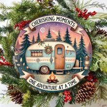 1pc Vintage Style Camping Van Wooden Sign, 8x8 Inch Wooden Wall Hanging Plaque With Cheshire Moment Quote, Multifunctional Home Decor For Camping And Outdoor Enthusiasts