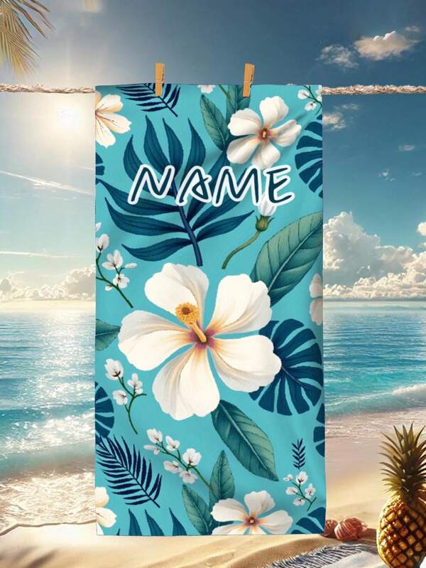 Toalla de playa de microfibra de secado rápido extra grande - Diseño tropical de flores y hojas, ligera, libre de arena, altamente absorbente, ideal para la playa, la piscina, los viajes - Regalo perfecto para el Día de San Valentín, toalla de playa de verano | Toalla de resort de vacaciones | Decoración de baño de material de microfibra Artículos esenciales de playa, multifuncional, durable, ornamental, reutilizable, exquisita, elegante, de alta calidad, única, regalos ideales para él, salón de té, hogar, jardín, oficina, para aniversarios, para el Día de San Valentín, para bodas, para el estreno de una casa