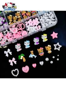 Sanrio 12Girds/Box Sanrio Hello Kitty Cute 3D Nail Art Charms Set DIY Manicure Decorations Accessories For Girls Creative Nail Jewelry Crafts
