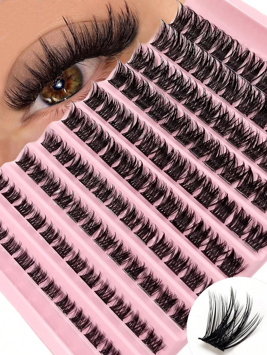 Asiteo 120pcs D-Curl Individual False Eyelashes, DIY Lashes, Fluffy Soft Lightweight, Comfortable Wear, Suitable For Beginners To DIY Eye Makeup At Home - Black - View 1